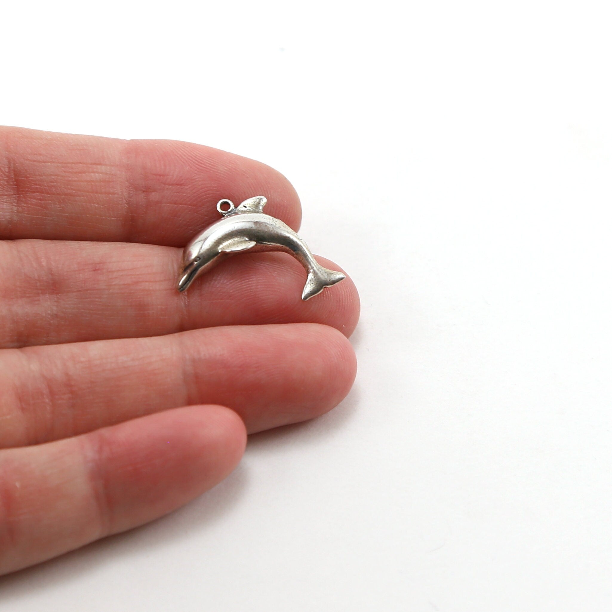 Sterling Silver Dolphin Jumping Charm Ocean Inspired Beach Pendant