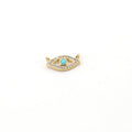 Rhodium Plated Gold Pave CZ Evil Eye Connector with Blue Stone
