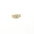 Rhodium Plated Gold Pave CZ Evil Eye Connector with Blue Stone