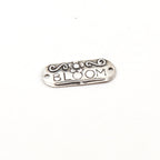 26mmx11mm Sterling Silver Organic Bloom Engraved Oval Connector Charm