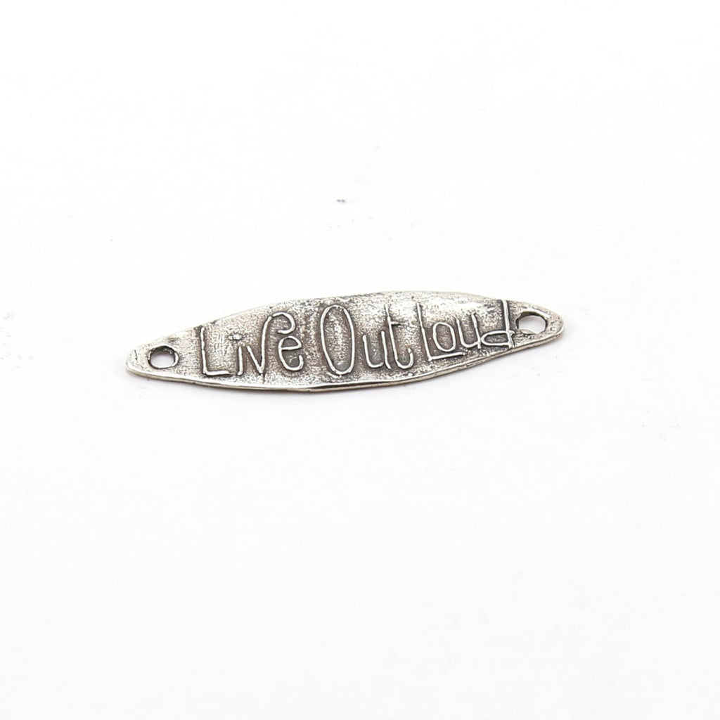 Sterling Silver Live Out Loud Long Oval Bar Inspirational Sayings