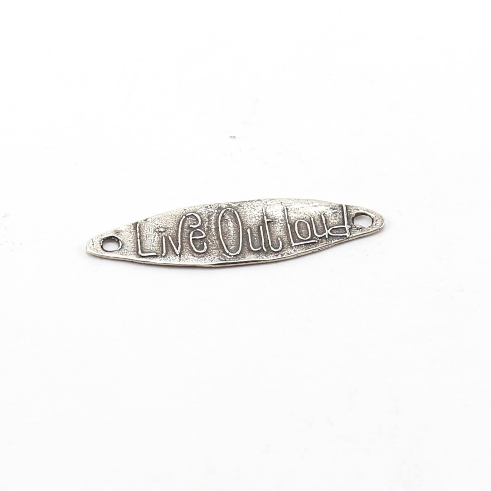Sterling Silver Live Out Loud Long Oval Bar Inspirational Sayings