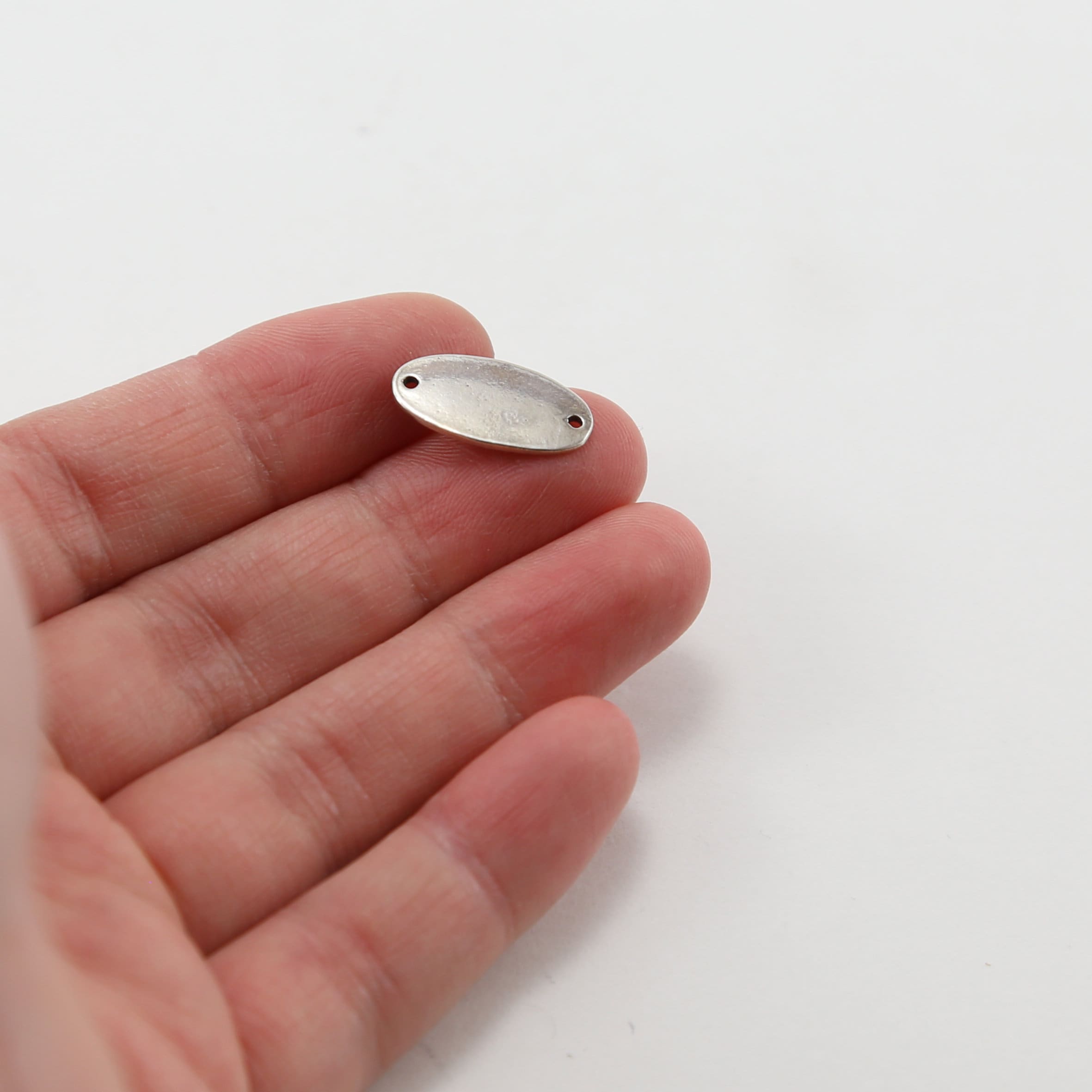 17mmx9mm Sterling Silver Love Stamped Rounded Oval Connector Charm Inspiration