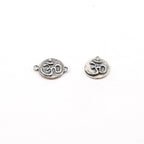 Sterling Silver Raised Om Ohm Buddha Mantra Yoga Charm Single Loop
