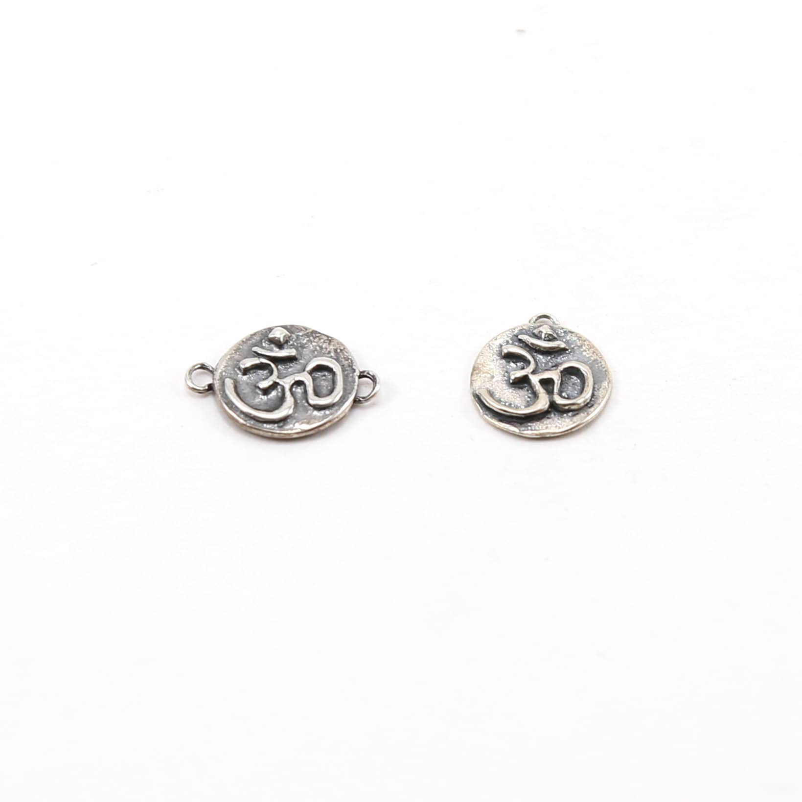 Sterling Silver Raised Om Ohm Buddha Mantra Yoga Charm Single Loop