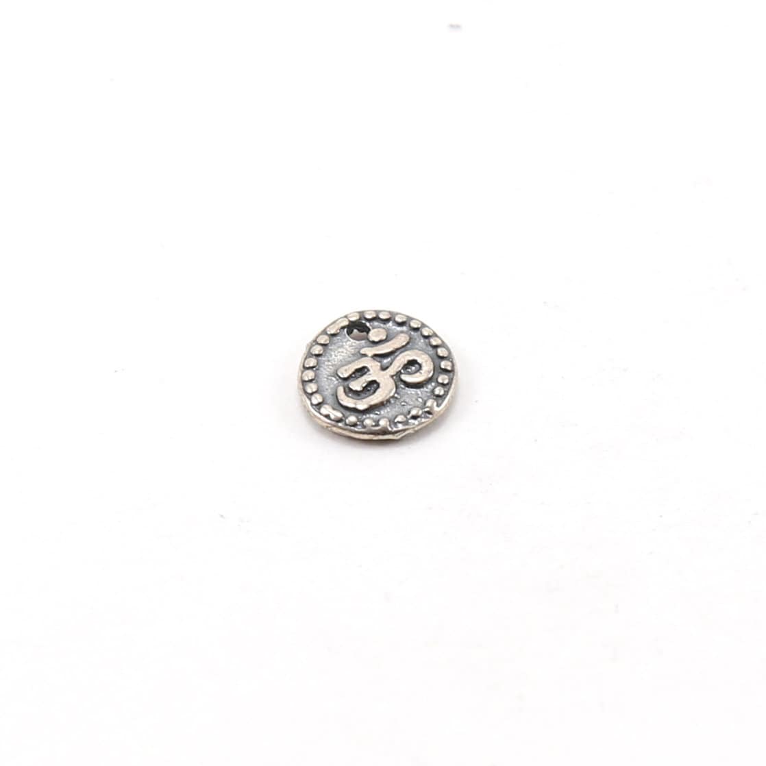 10mm Sterling Silver or Vermeil Small Raised Om Ohm Circle Coin Medallion