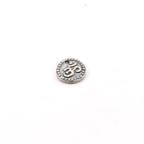 10mm Sterling Silver or Vermeil Small Raised Om Ohm Circle Coin Medallion