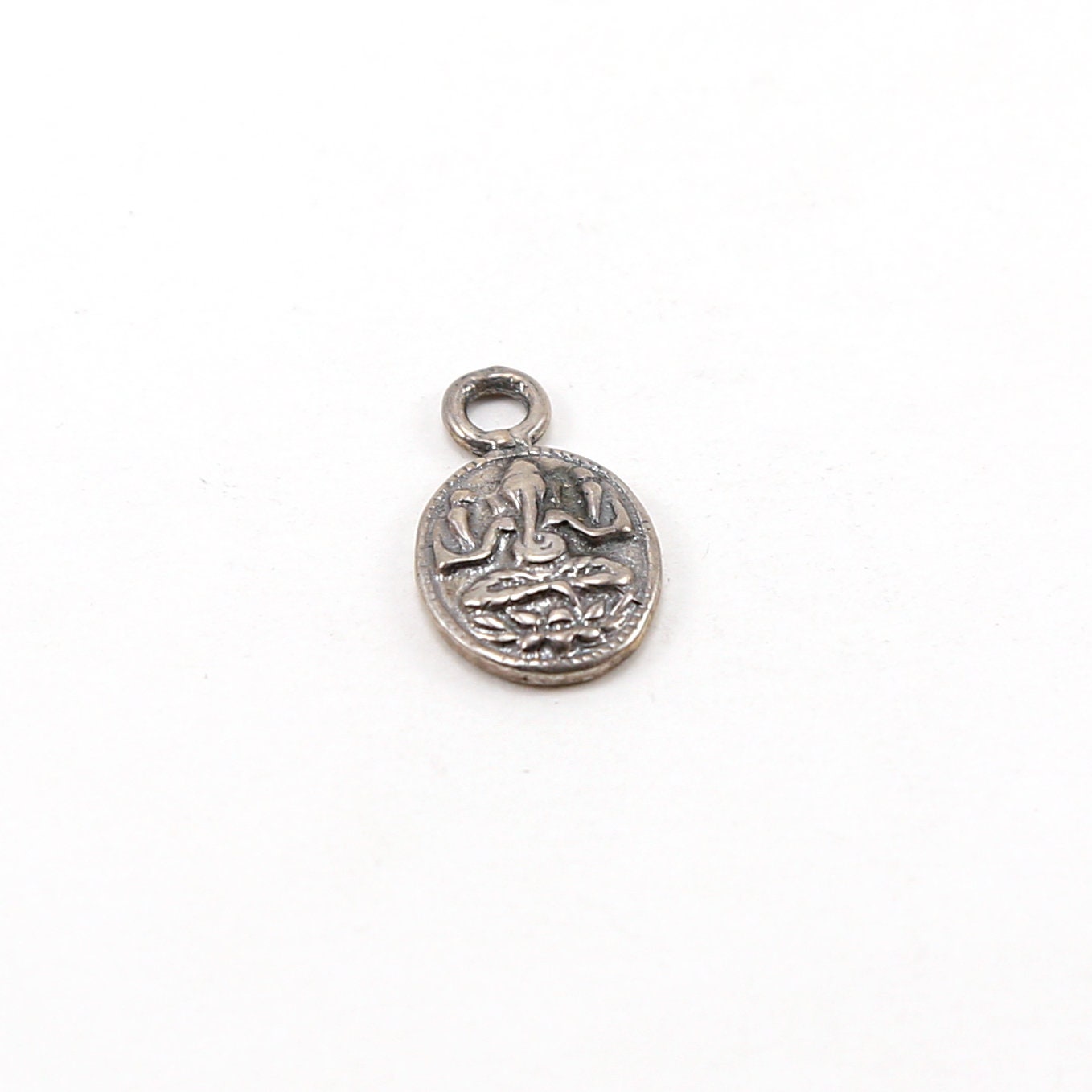 12mmx20mm Sterling Silver Ganesh Oval Deity Charm Hindu Hinduism Spiritual