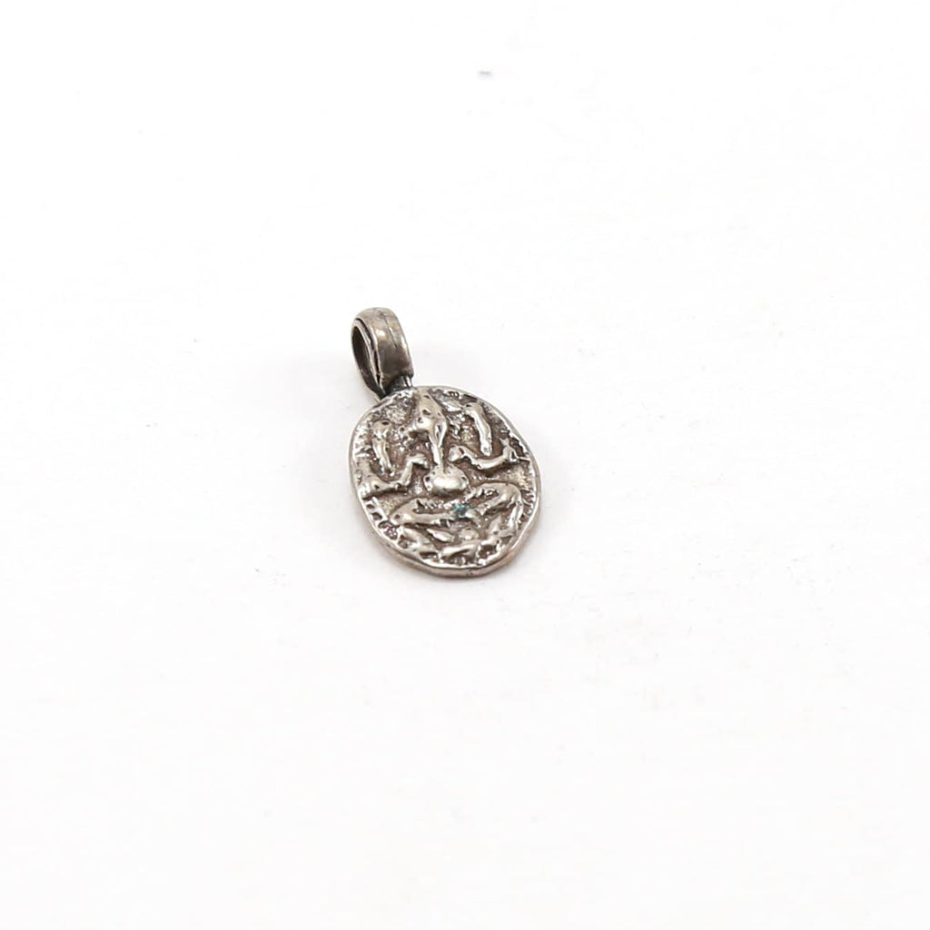 11mmx18mm Sterling Silver Ganesh Antique Style Oval Deity Charm Hindu Hinduism