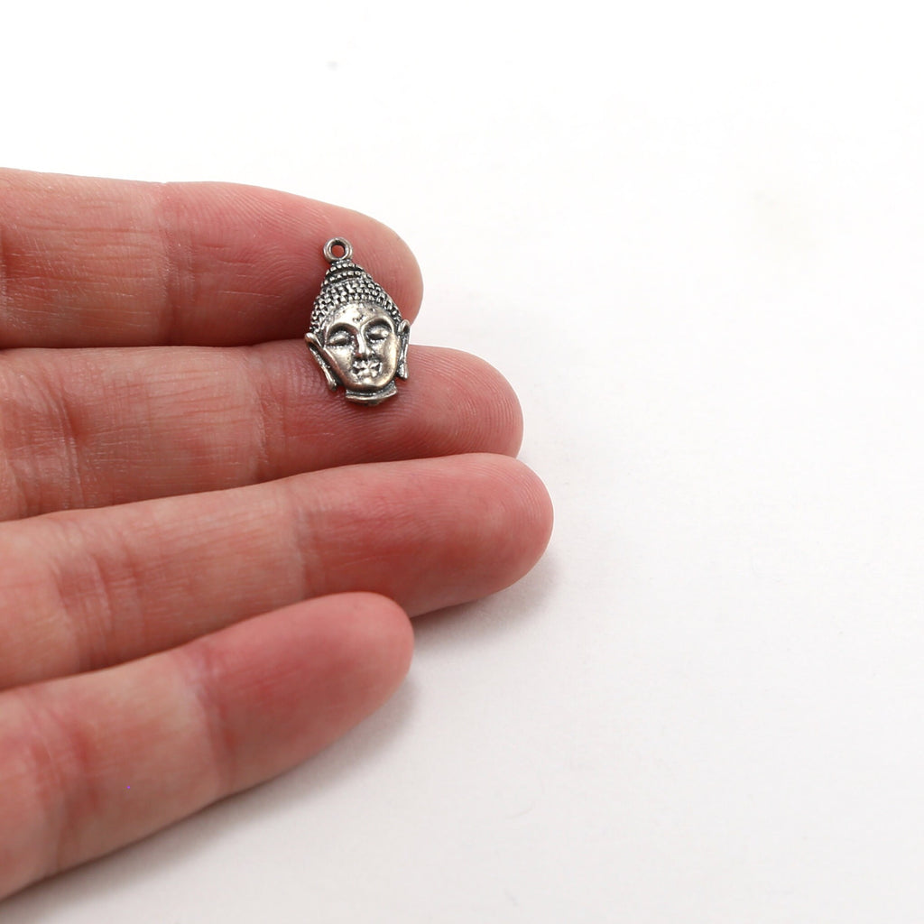 Sterling Silver Thai Buddha Head Charm Ohm Meditation Mantra Pendant