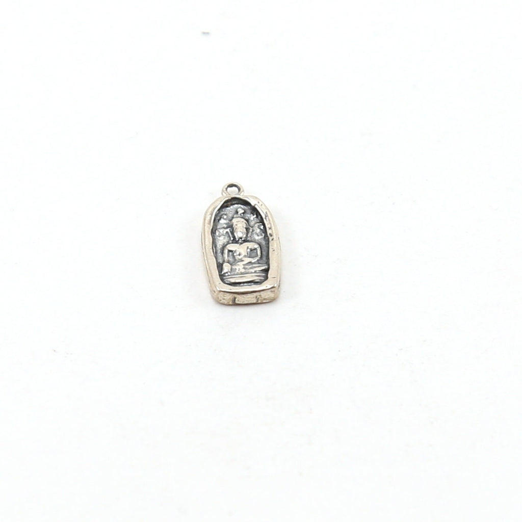 15mmx9mm Sterling Silver Buddha Sitting in Oval Rim Yoga Charm Ohm Meditation