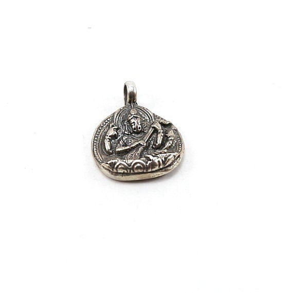 25mmx19mm Sterling Silver or Vermeil Saraswati or Goddess Charm Hindu
