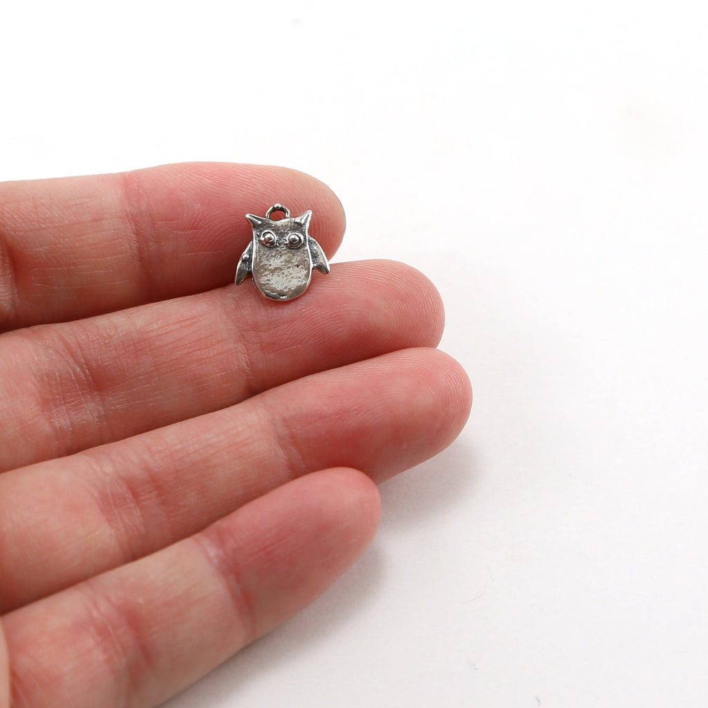 Sterling Silver Tiny Owl Charm Nature Bird Pendant