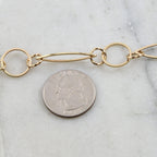 Brass Large Twisted Circle Marquise Chain in Shiny Gold – Sold by the Foot