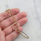 Brass Large Twisted Circle Marquise Chain in Shiny Gold – Sold by the Foot