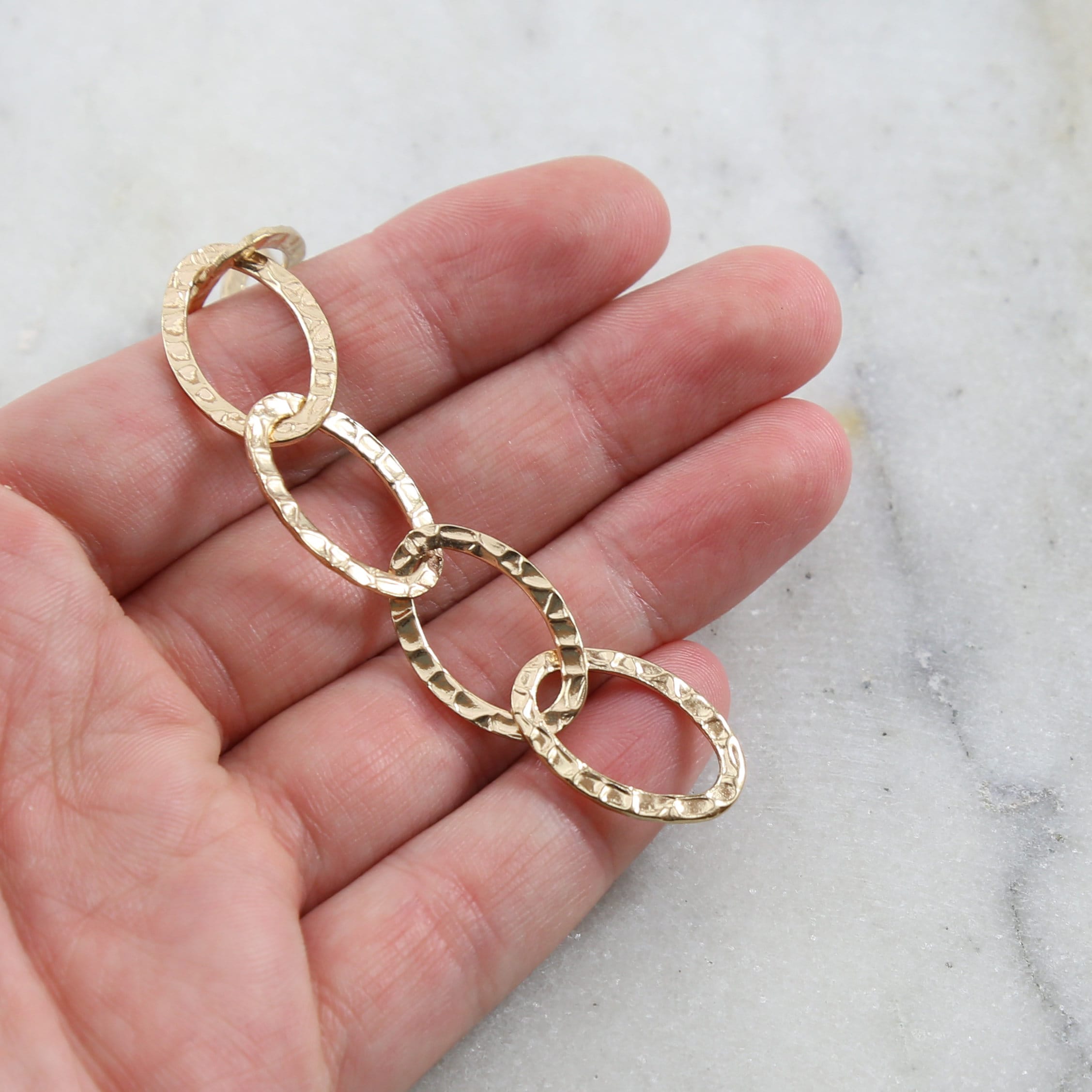 21mmx13mm Base Metal Large Hammered Textured Oval Chain – Sold by the Foot