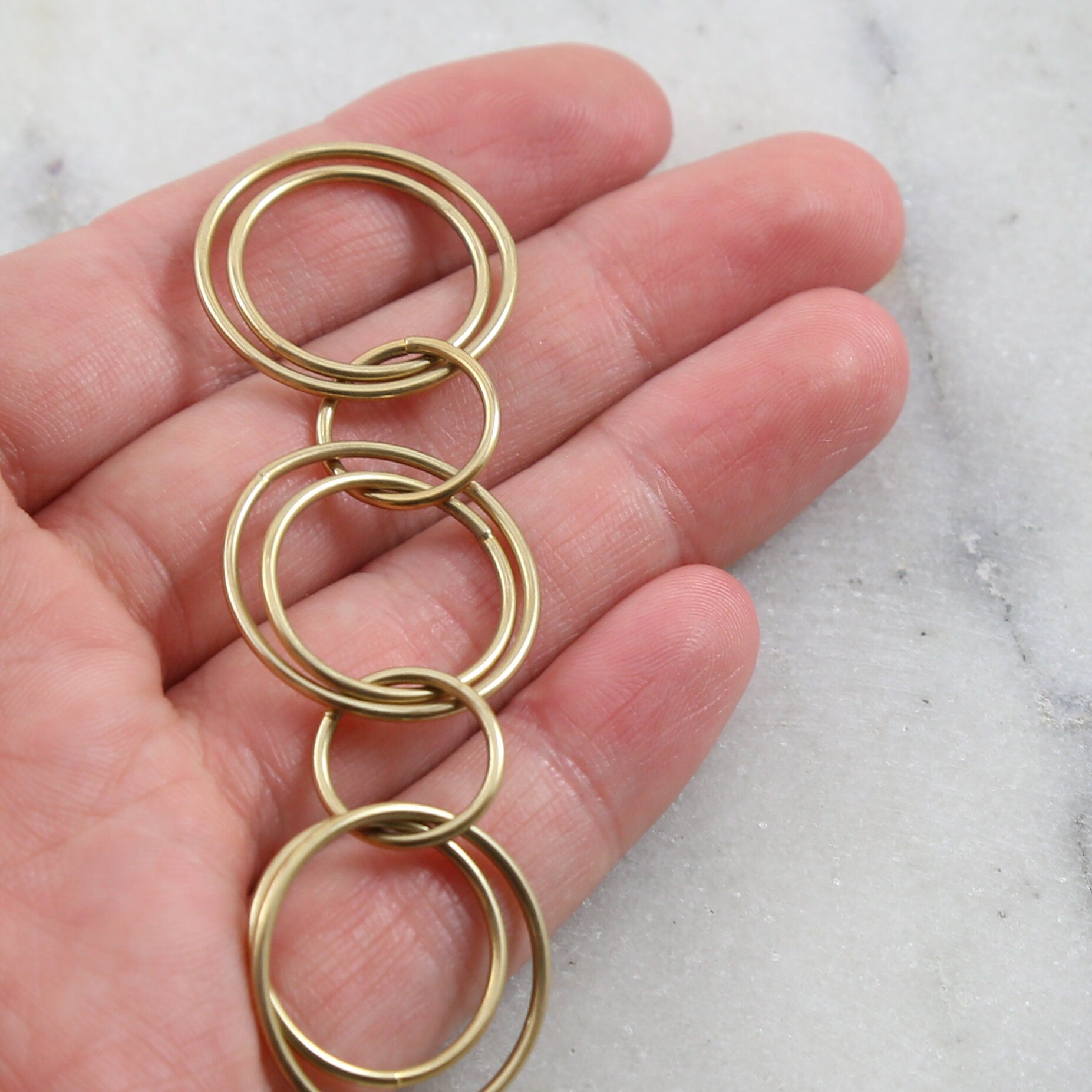 Brass Double Circle Chain in Shiny Gold and Shiny Silver – Sold by the Foot