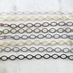 9mmx6mm Brass Oval Textured Crimped Chain in Shiny Silver – Sold by the Foot