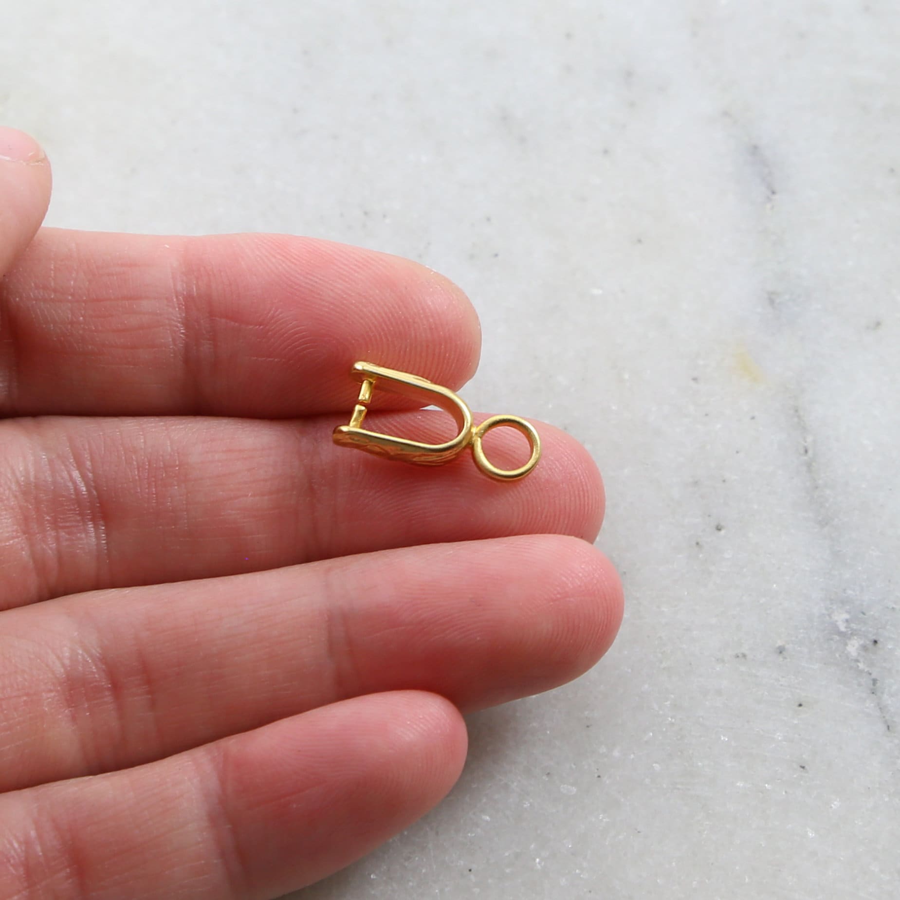 Sterling Silver or Vermeil Carved Swirl Pinch Bail in or Necklace Pendant