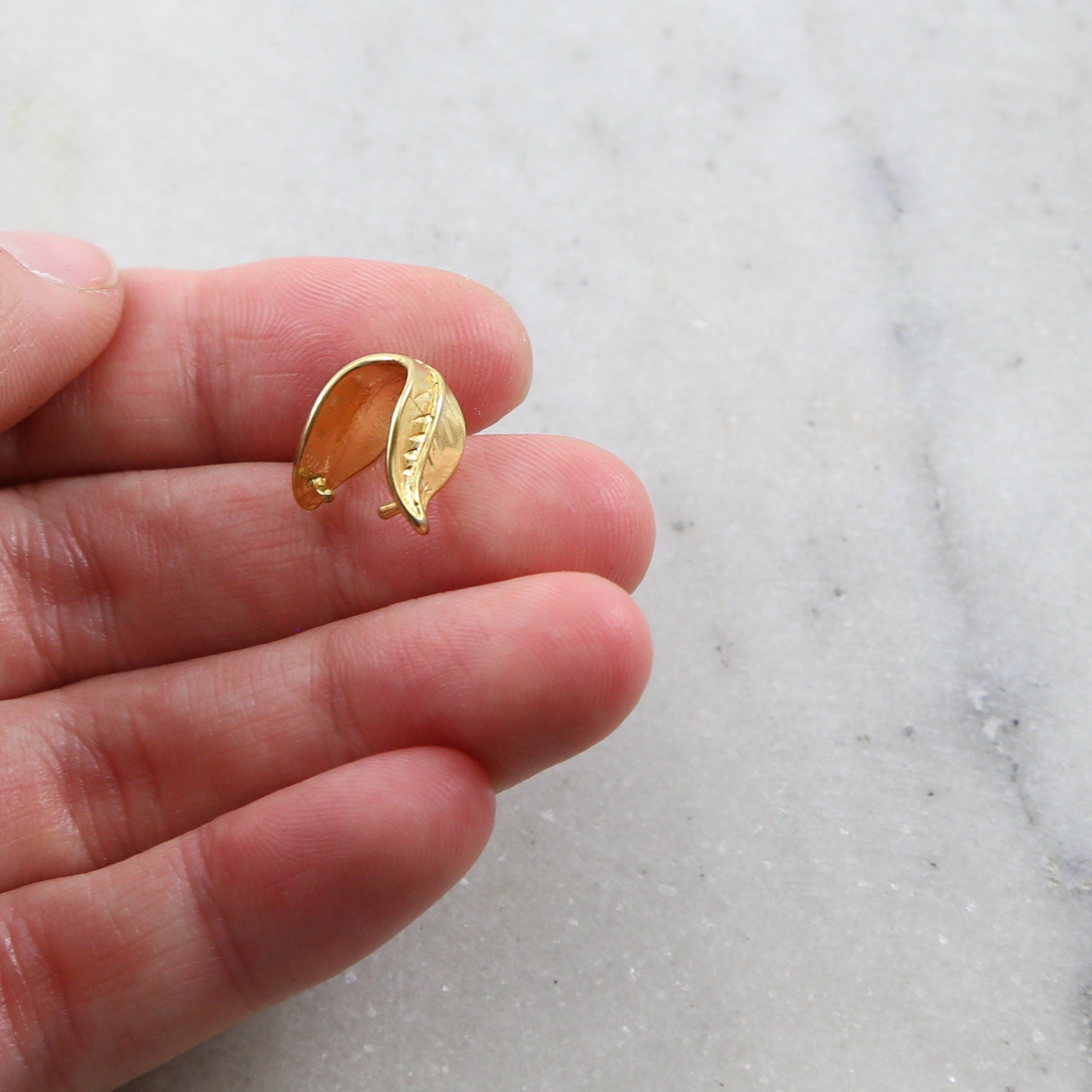 12mmx12mm Sterling Silver or Vermeil Leaf Nature Pinch Bail in or Necklace