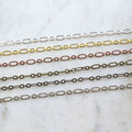 Brass Long Oval and Circle Chain in Shiny Silver Shiny Gold – Sold by the Foot