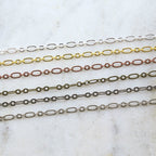 Brass Long Oval and Circle Chain in Shiny Silver Shiny Gold – Sold by the Foot