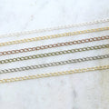 4mmx3mm Brass Delicate Dainty Curb Chain in Shiny Silver – Sold by the Foot
