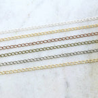 4mmx3mm Brass Delicate Dainty Curb Chain in Shiny Silver – Sold by the Foot