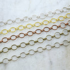 9mm Brass Thin Circle Open Link Chain in Shiny Silver – Sold by the Foot