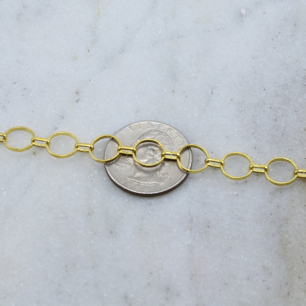 9mm Brass Thin Circle Open Link Chain in Shiny Silver – Sold by the Foot