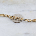 Brass Hammered Rectangle Circle Chain in Shiny Silver – Sold by the Foot