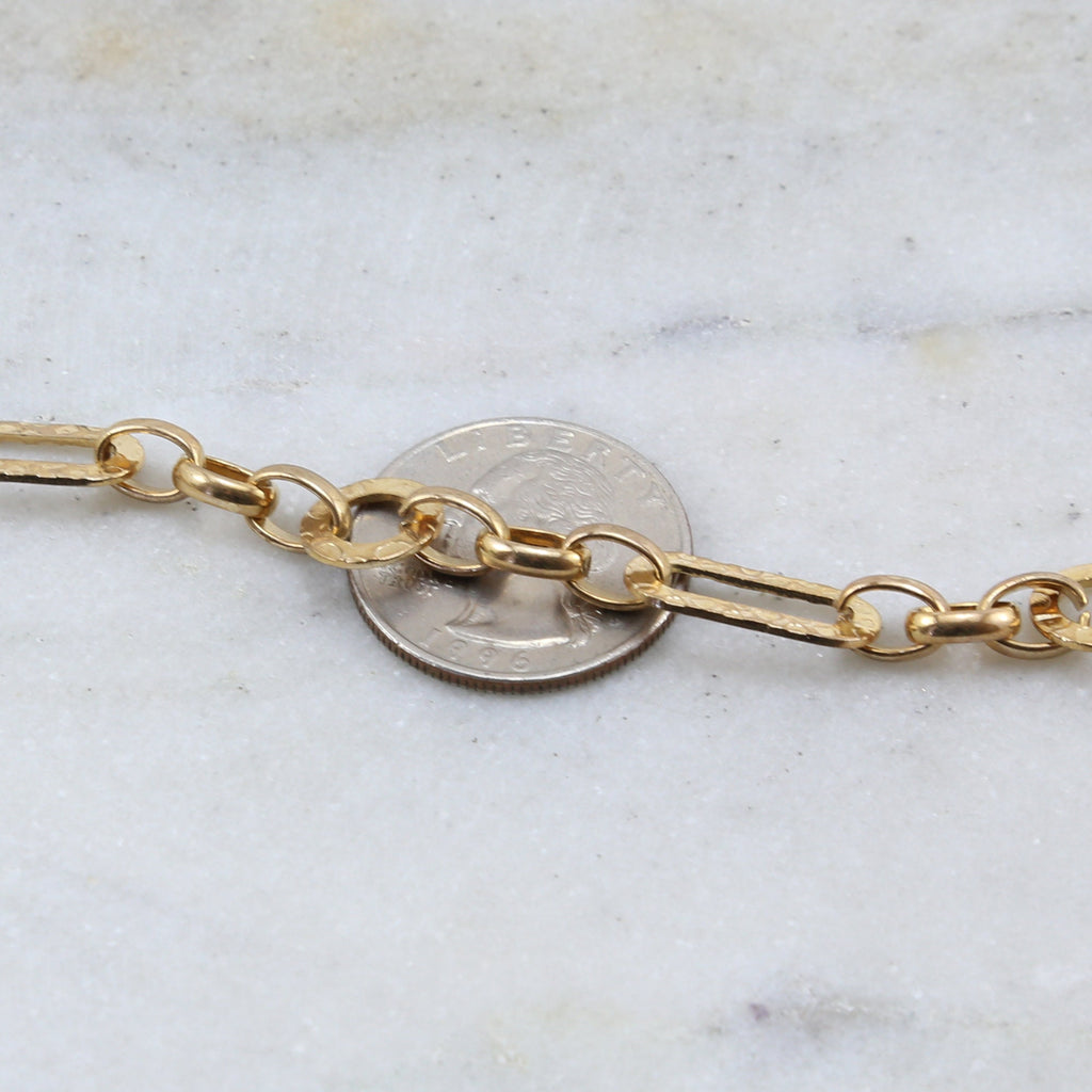 Brass Hammered Rectangle Circle Chain in Shiny Silver – Sold by the Foot – Antique Silver