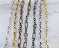 Brass Hammered Rectangle Circle Chain in Shiny Silver – Sold by the Foot