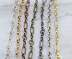 Brass Hammered Rectangle Circle Chain in Shiny Silver – Sold by the Foot