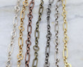 Brass Hammered Rectangle Circle Chain in Shiny Silver – Sold by the Foot – Antique Silver