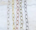 Brass Long Oval Chain in Shiny Silver Shiny Gold Antique – Sold by the Foot