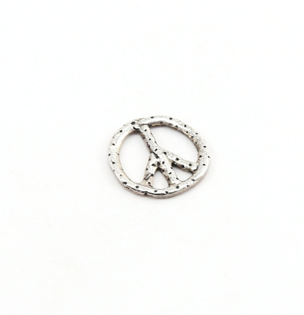 Sterling Silver Whimsical Dotted Peace Sign Charm Hippie Love 60's Charm