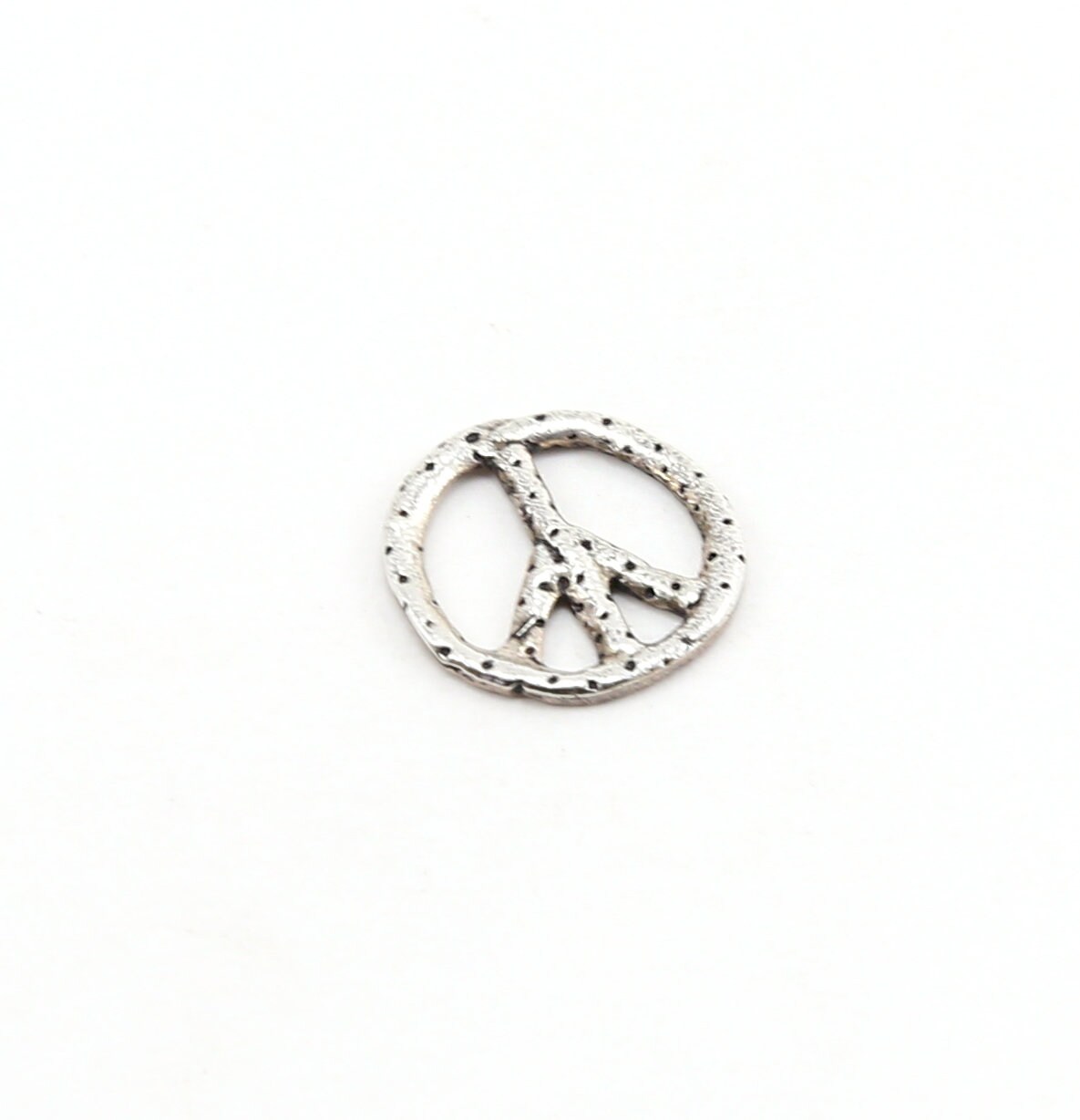 Sterling Silver Whimsical Dotted Peace Sign Charm Hippie Love 60's Charm