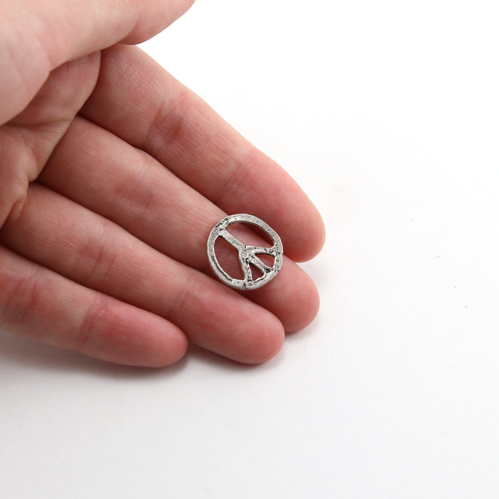 Sterling Silver Whimsical Dotted Peace Sign Charm Hippie Love 60's Charm