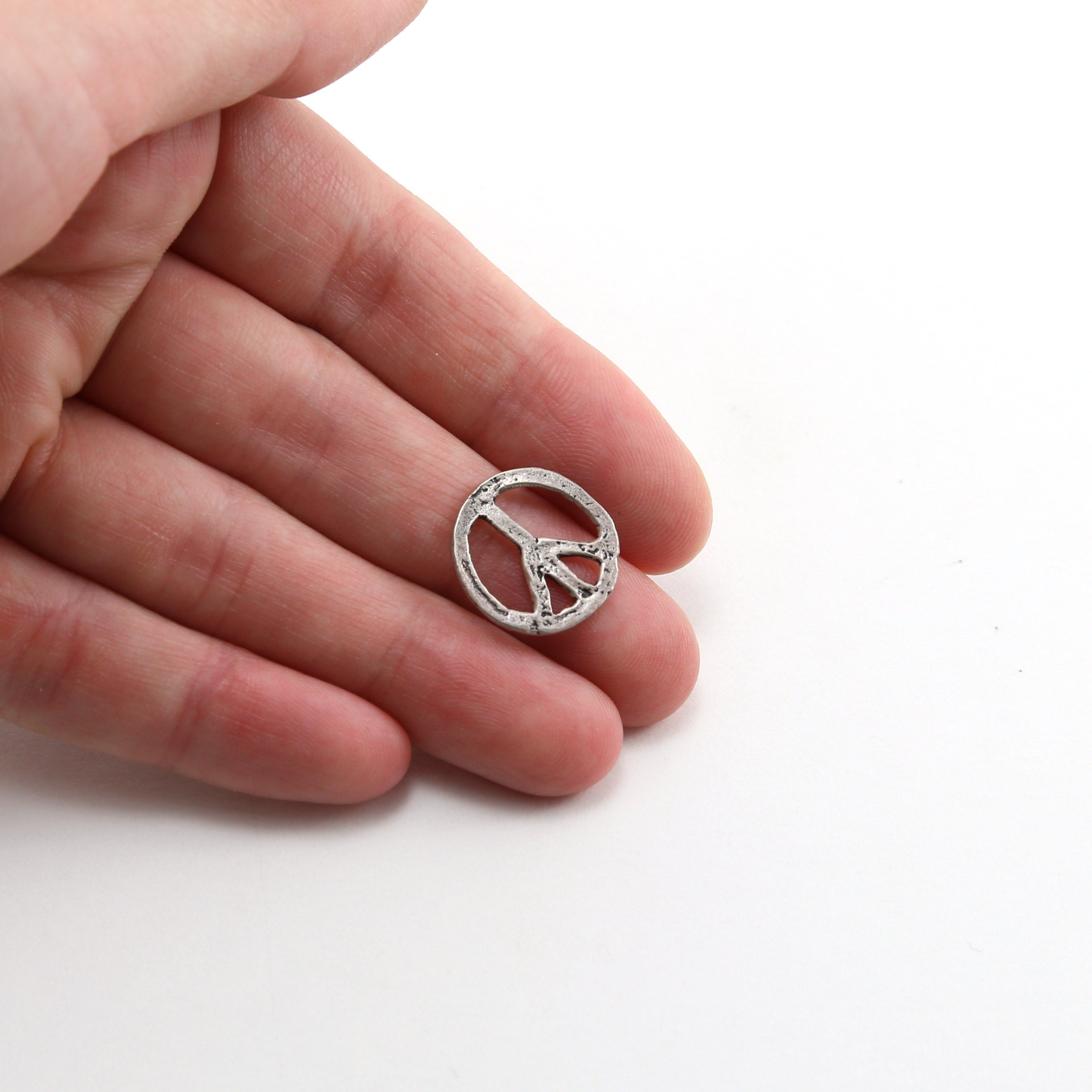 Sterling Silver Whimsical Dotted Peace Sign Charm Hippie Love 60's Charm