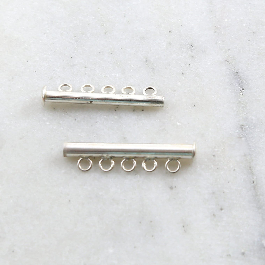 30mmx10mm Sterling Silver 5-Strand Slide Clasp in Chain Findings