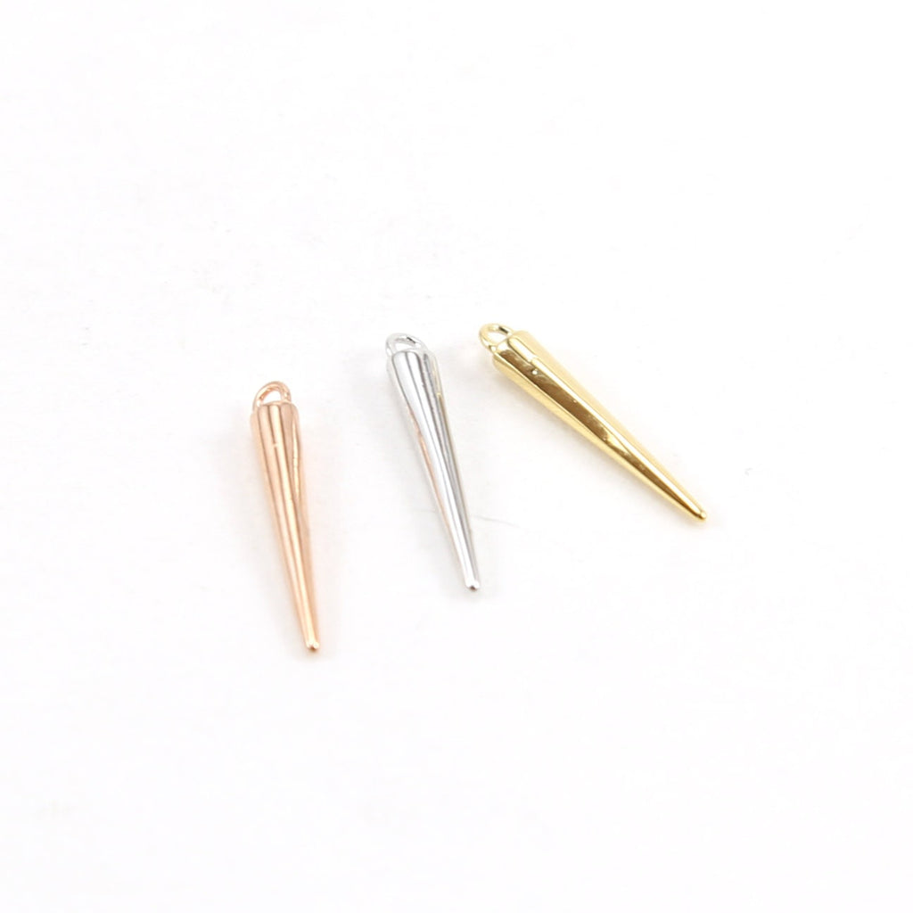 2mmx15mm Rhodium Plated Smooth Spike Dagger Point Pendant Charm Single Gold