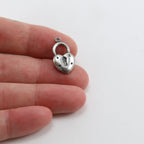 Sterling Silver or Vermeil Heart with Lock Charm in or Love Valentines Day