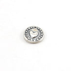 10mm Sterling Silver or Vermeil or Tiny Mini Heart with Dots Circle Medallion