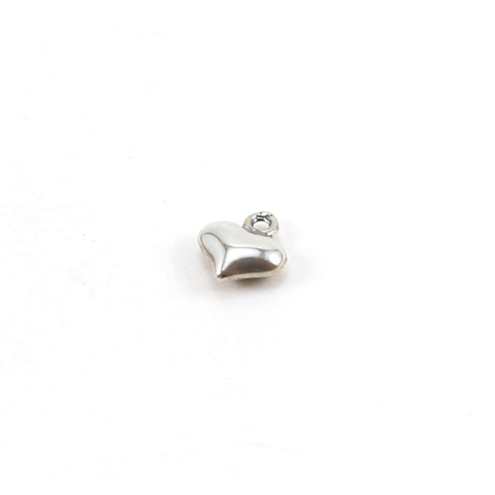 Sterling Silver Mini Tiny Puffy Heart Charm in Dainty Heart Love Pendant