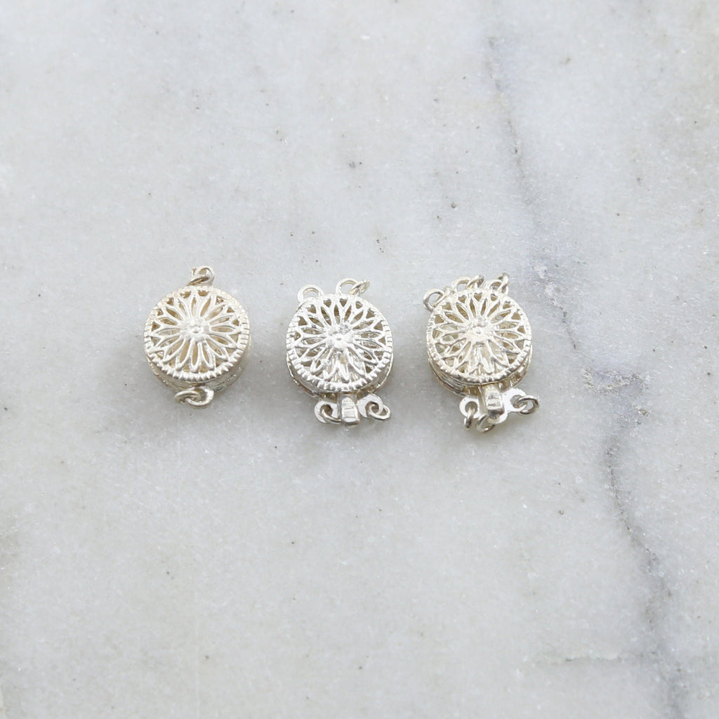 Sterling Silver Single Double or Triple Strand Filigree Round Circle
