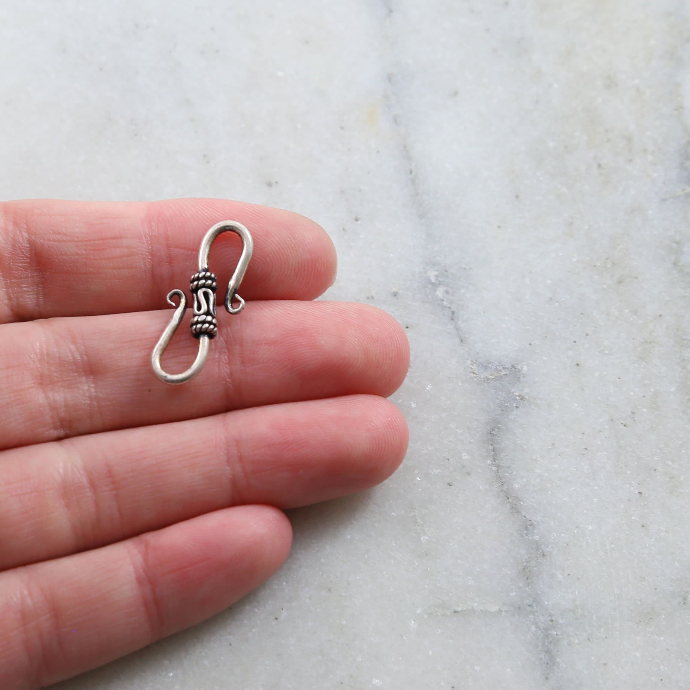 Sterling Silver S Hook Clasp with Bali Style Rope and Swirl Design