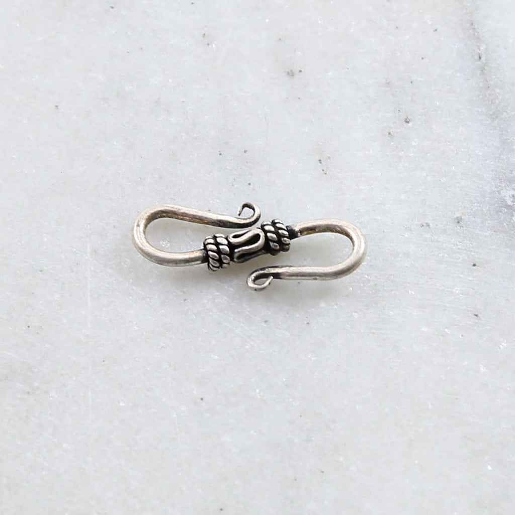 23mmx9mm Sterling Silver S Hook Clasp with Bali Style Rope and Swirl Design