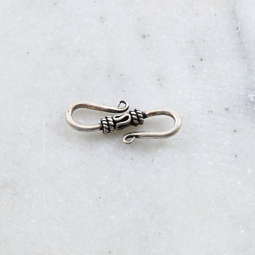 Sterling Silver S Hook Clasp with Bali Style Rope and Swirl Design