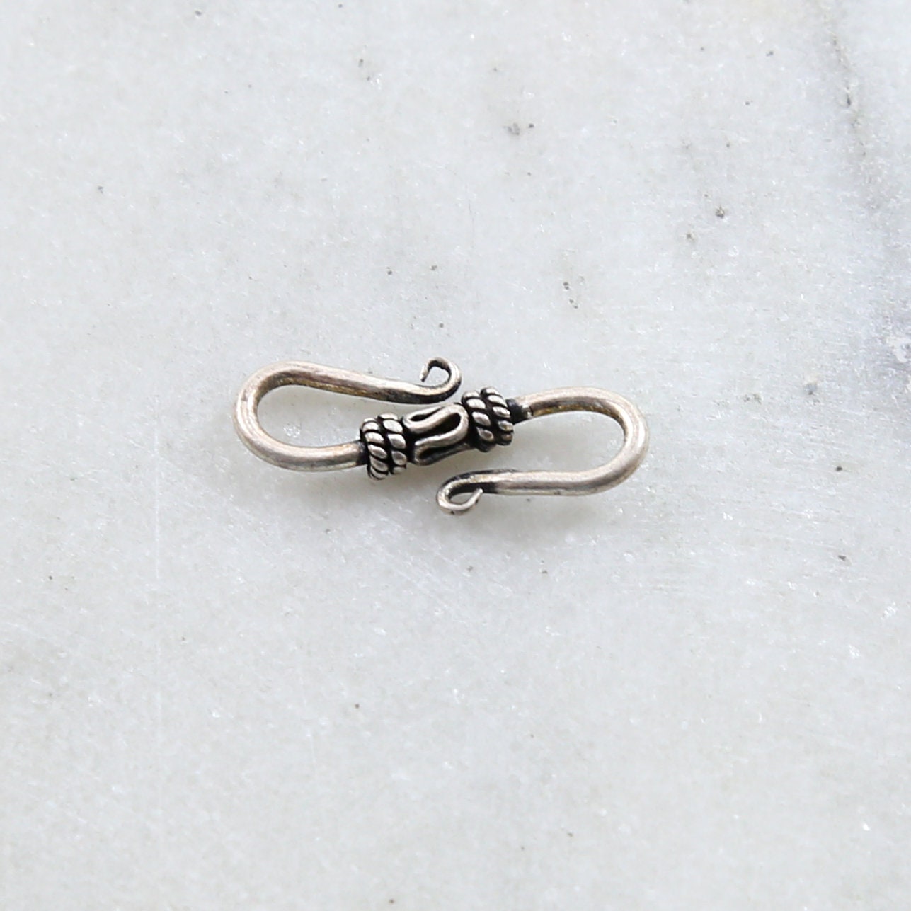 Sterling Silver S Hook Clasp with Bali Style Rope and Swirl Design